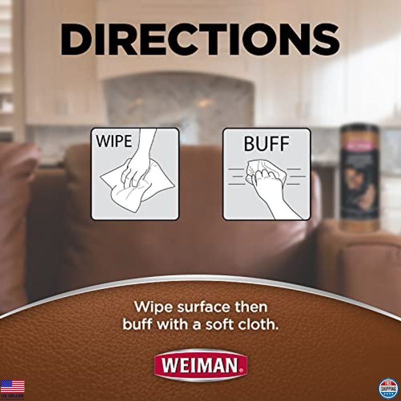 Leather Cleaning Wipes 2 Pack – UV Protection for Furniture, Car Seats & Shoes