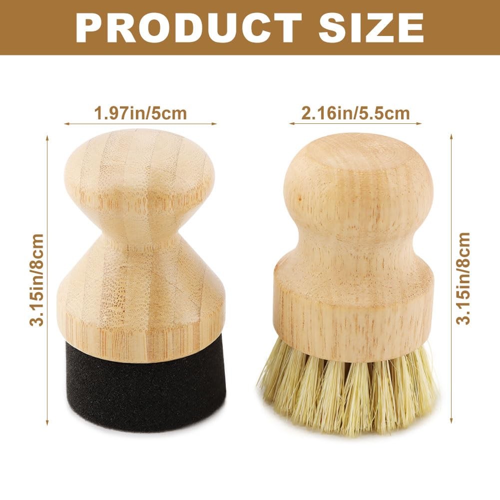 Cutting Board Oil Wax Applicator and Scrub Brush Set- Natural Bamboo with Sis…