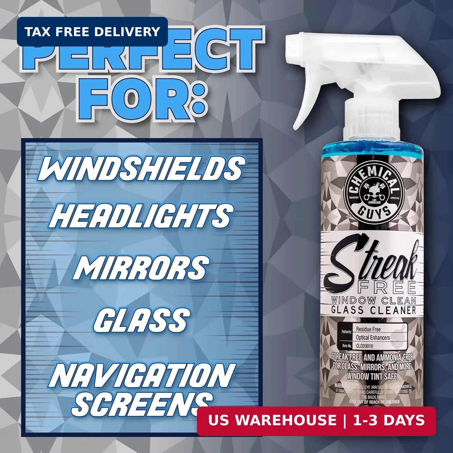 Chemical Guys, Streak-Free Glass & Window Cleaner for Tinted Windows, 16 oz | Am
