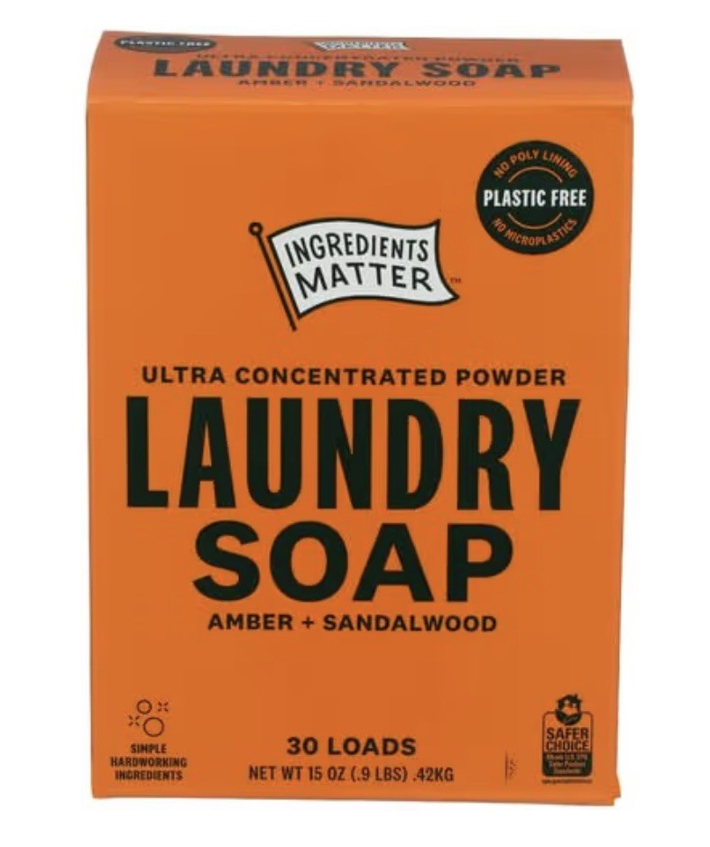 Ingredients Matter Plastic Free Laundry Powder Amber + Sandalwood Scented 30 oz