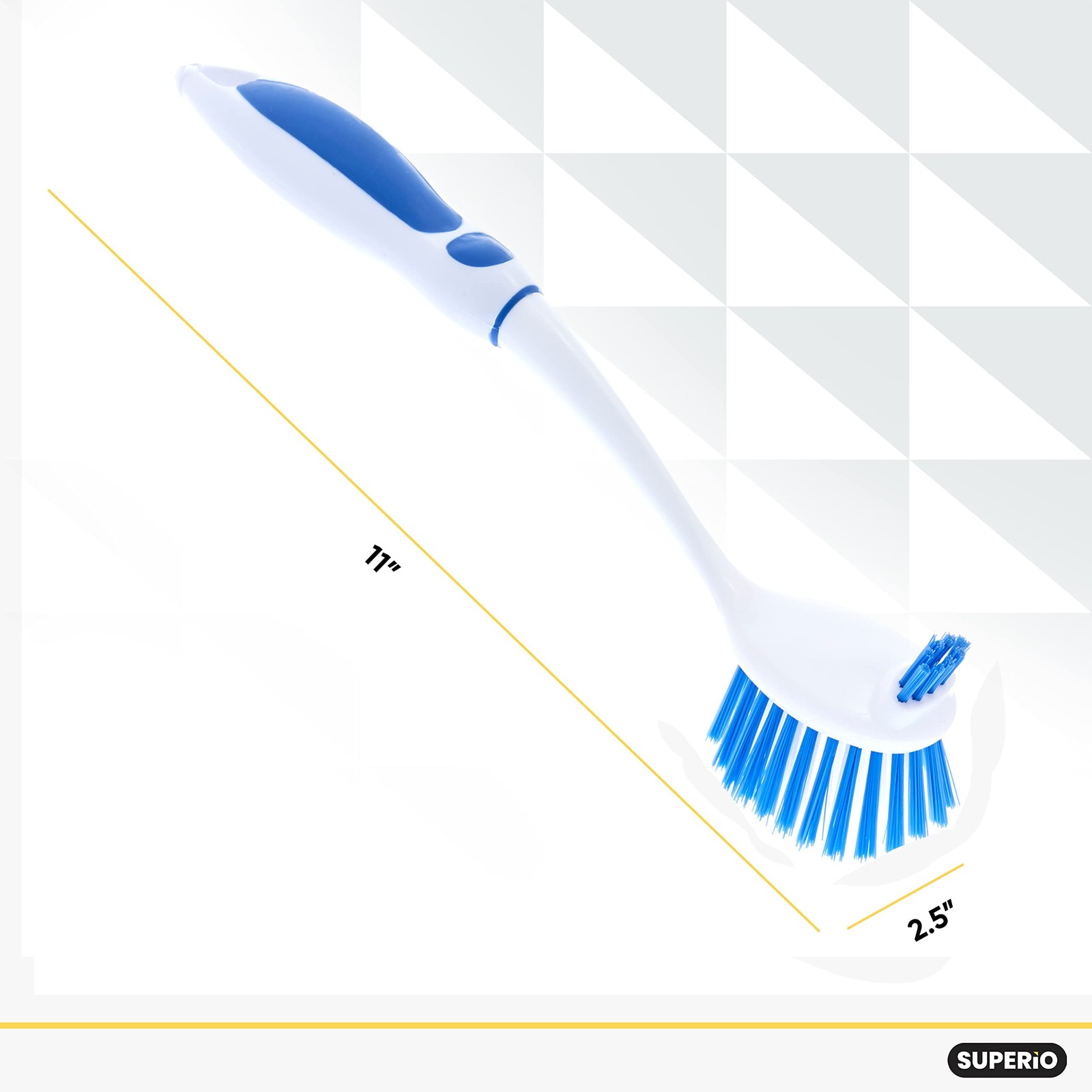 Dish Washing Scrubber Vegetable Brush Blue / White 2 Sided Bristles Long Handle