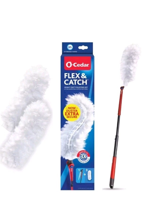 O-Cedar Flex & Catch Heavy Duty Dusting Kit w/ 3 Disposable Duster Refills | New