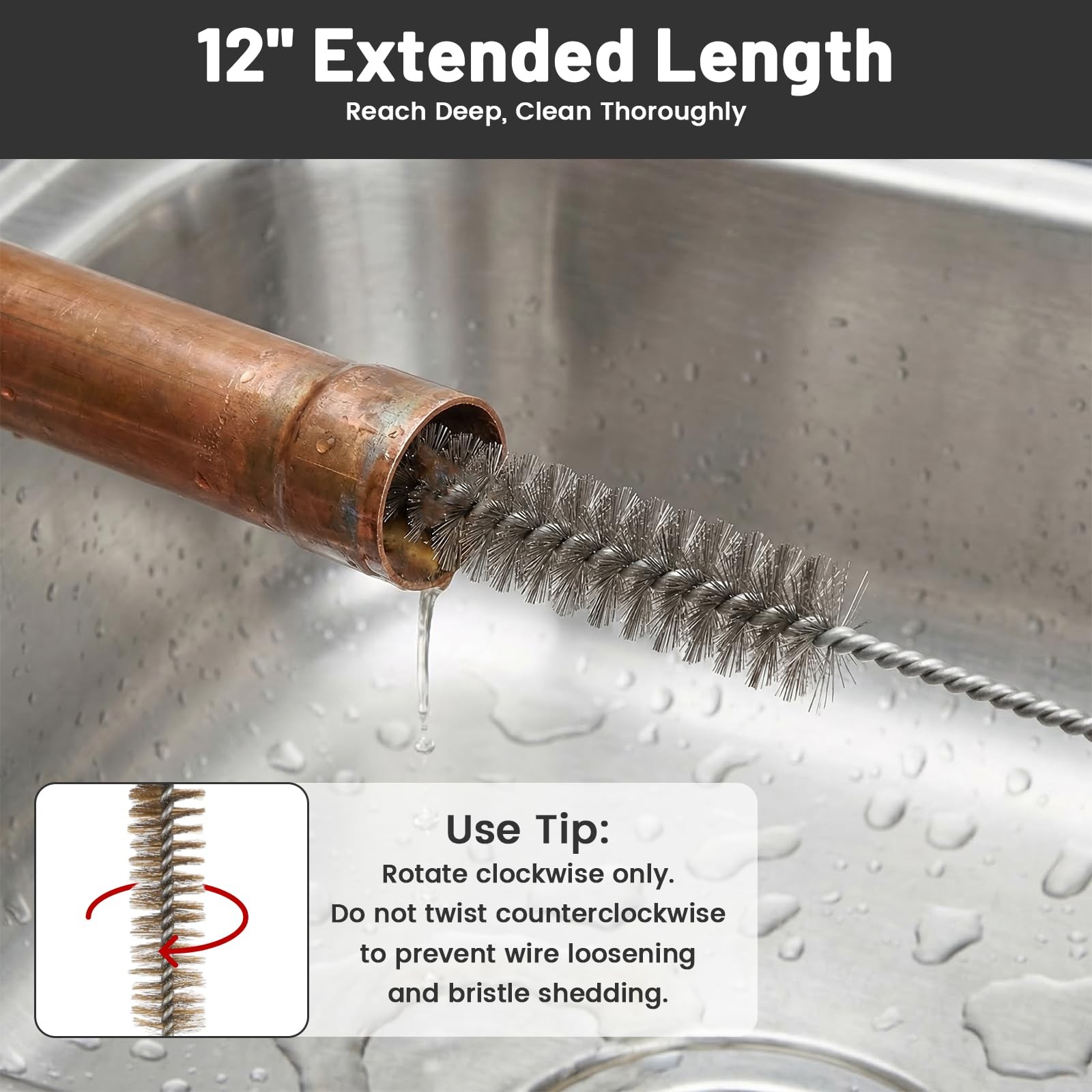 16Pcs Tube Cleaning Brush, 12″ Long Stainless Steel & Brass Wire Brush Pipe C…