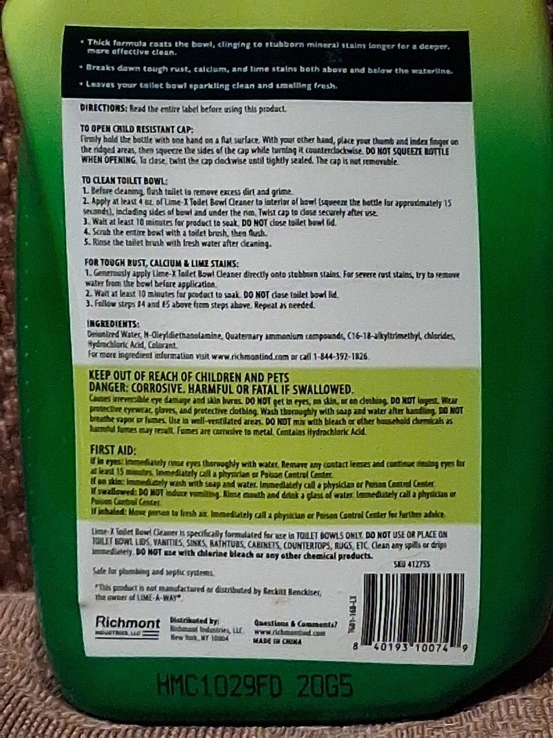 4 PACKS Lime-X Thick Gel Formula Toilet Bowl Cleaner / 16 fl oz