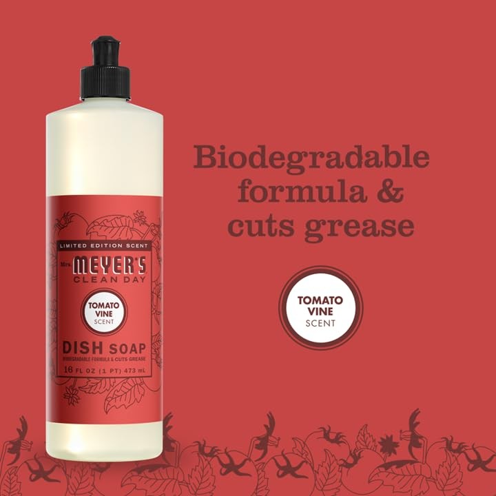 Mrs. MEYER’S CLEAN DAY Liquid Dish Soap Tomato Vine Scent 16oz Bottle