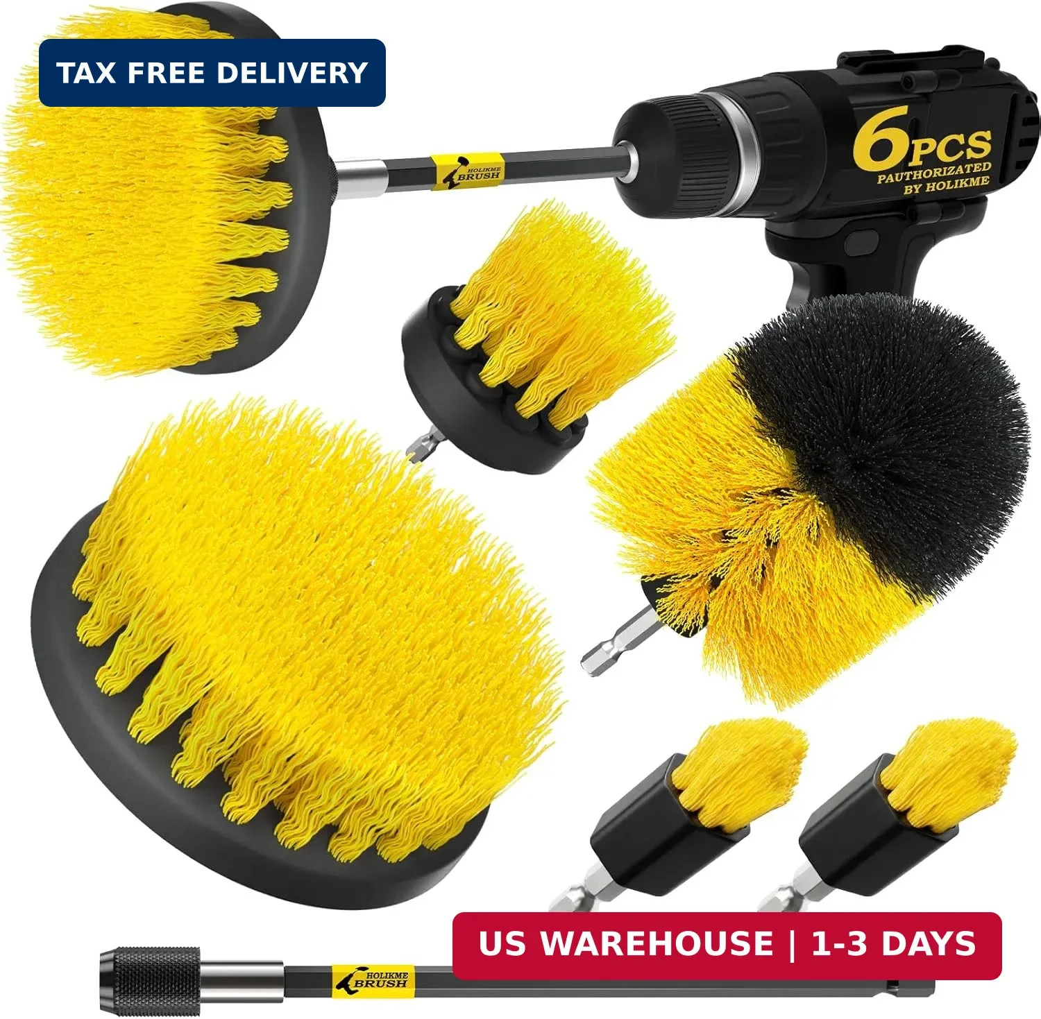Holikme 6Pack Drill Brush Power Scrubber Cleaning Brush Extended Long Attachment