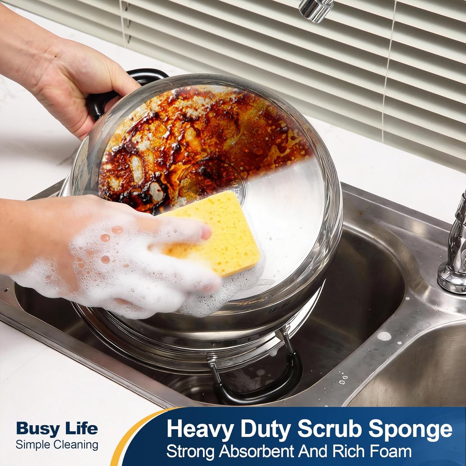 Cellulose Sponge 12 Pack Biodegradable Natural Kitchen Sponge Dual-Action
