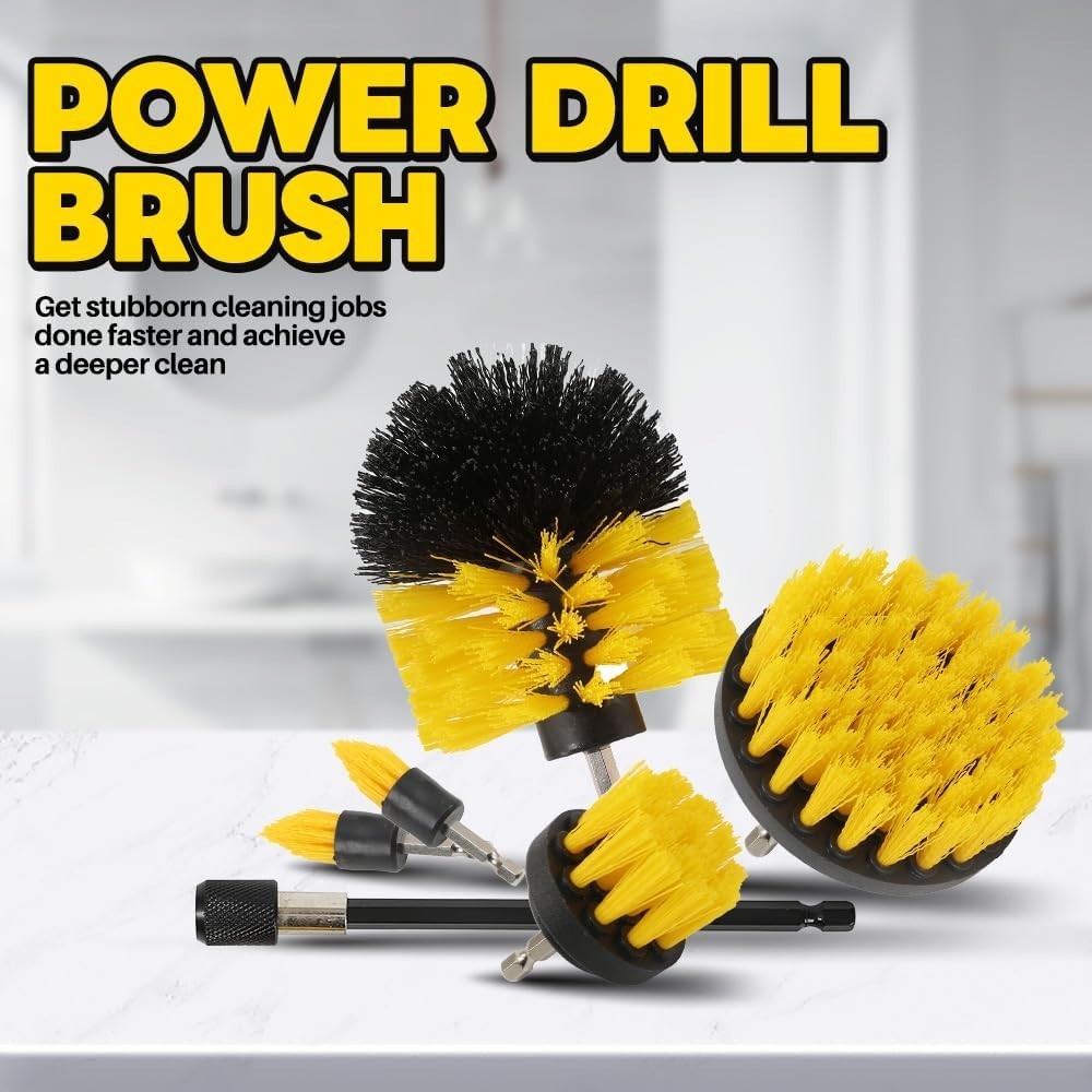 8 Pcs Drill Brush Attachment Set, Power Cleaning Scrub Brush Kit with Extend Lon