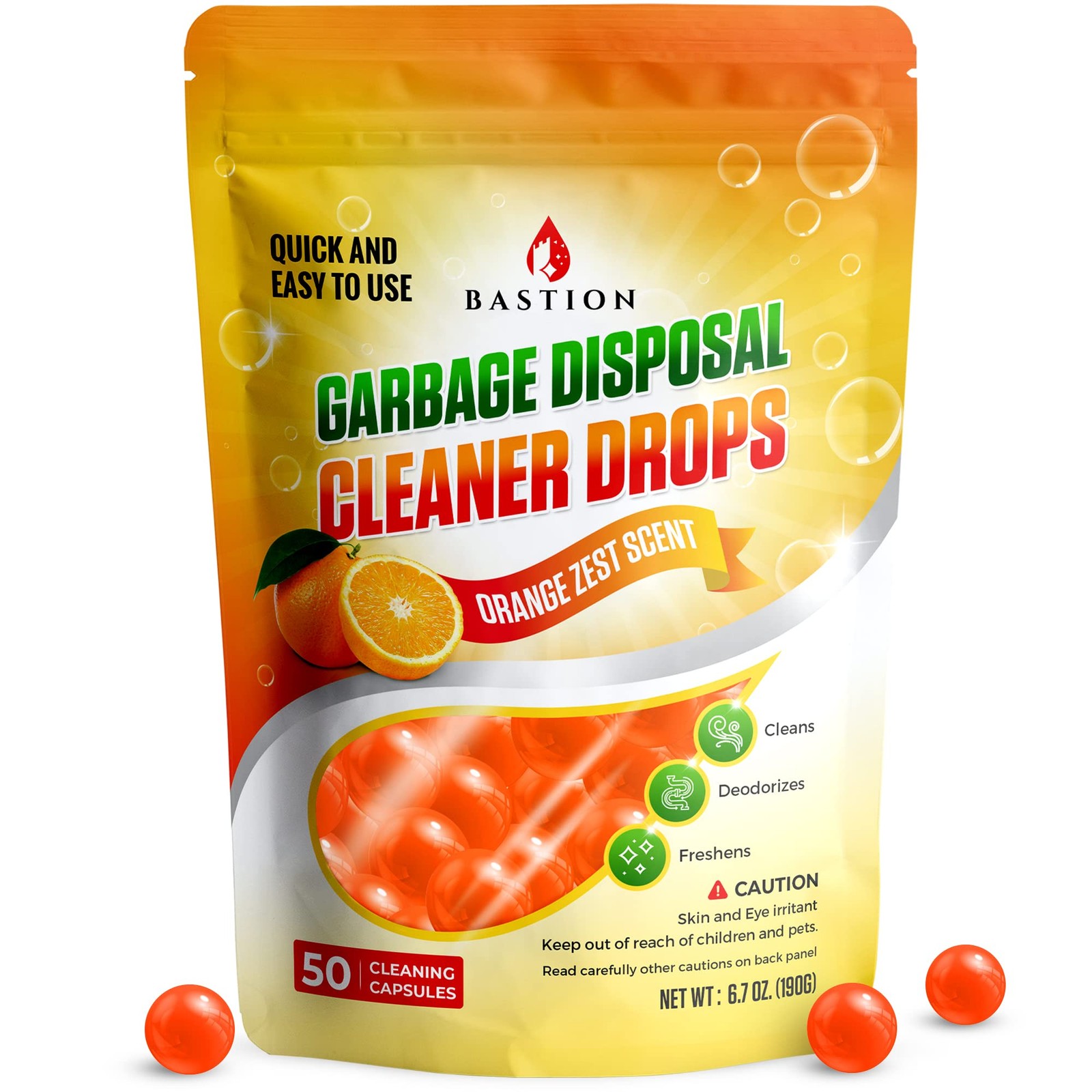 Garbage Disposal Cleaner and Deodorizer Drops- [[50-Count]] Orange Zest Scent…