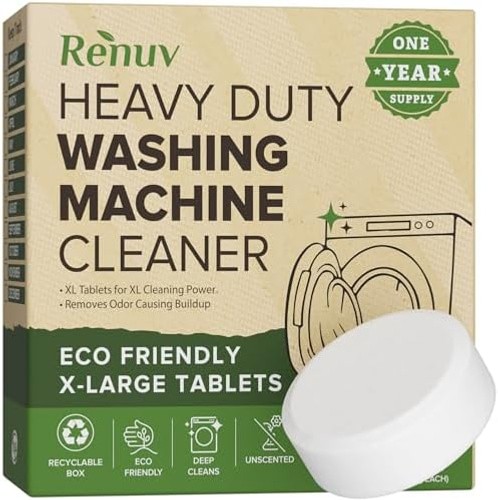 Renuv® Heavy Duty Washing Machine Cleaner and Descaler – Deep Cleaning Tablet…