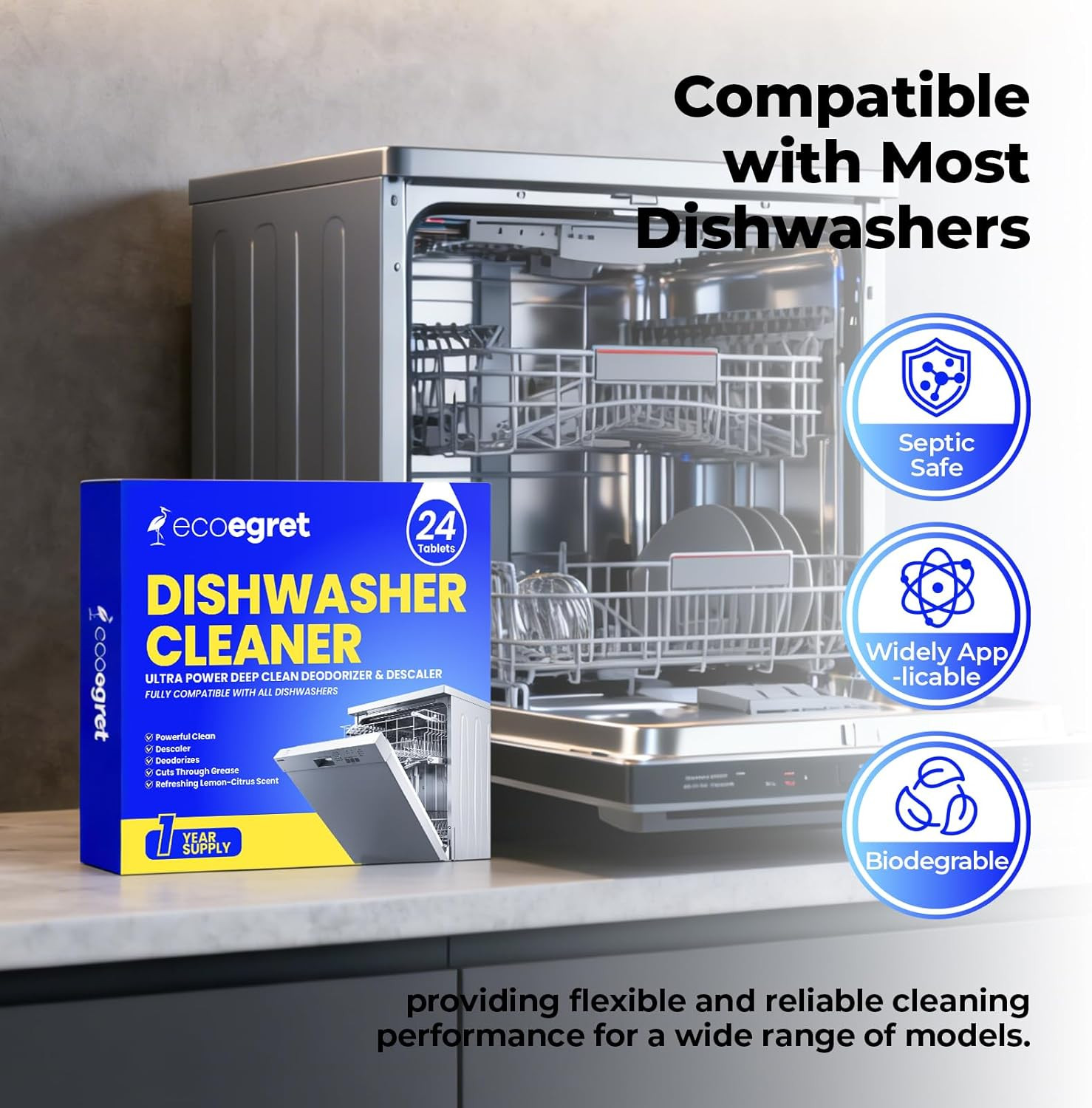 Dishwasher Cleaner Tablets (24 Count) – with Fresh Lemon Scent Dishwasher Cleane