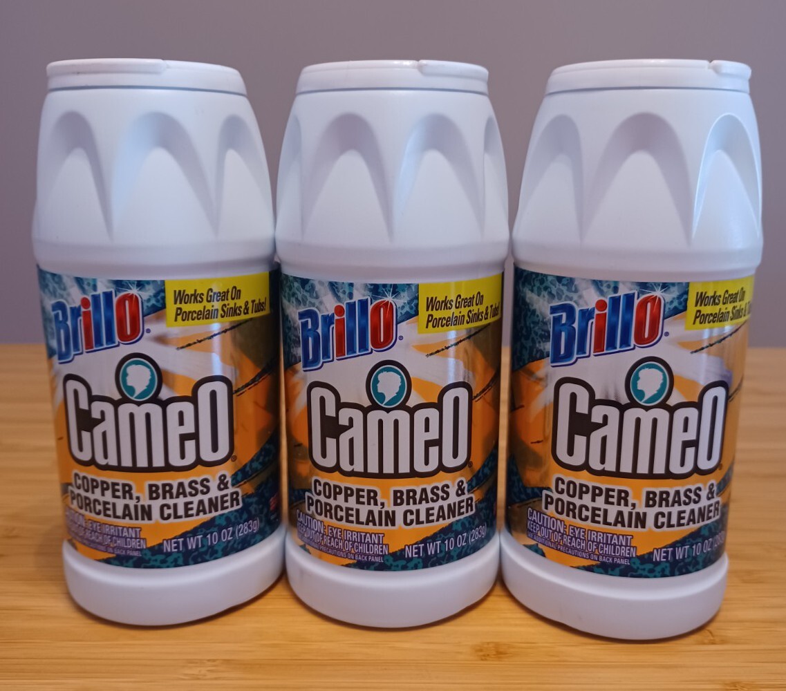 3x Brillo Cameo Copper, Brass & Porcelain Cleaner 10 oz each Made in USA New