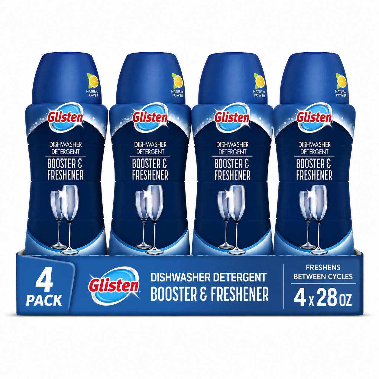 Glisten Dishwasher Detergent Booster & Freshener 28 oz (793g) – 4 Pack – Freshen