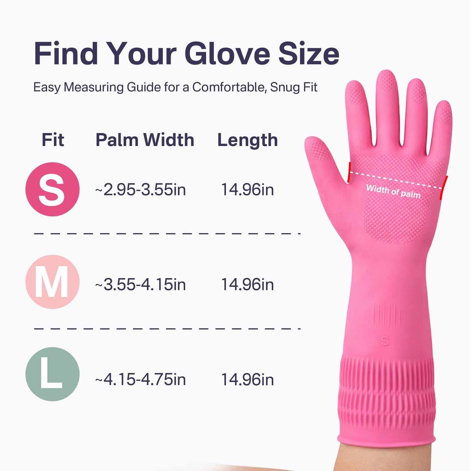 Gennethly Rubber Cleaning Gloves, Waterproof Medium (2 Pairs), Red+pink