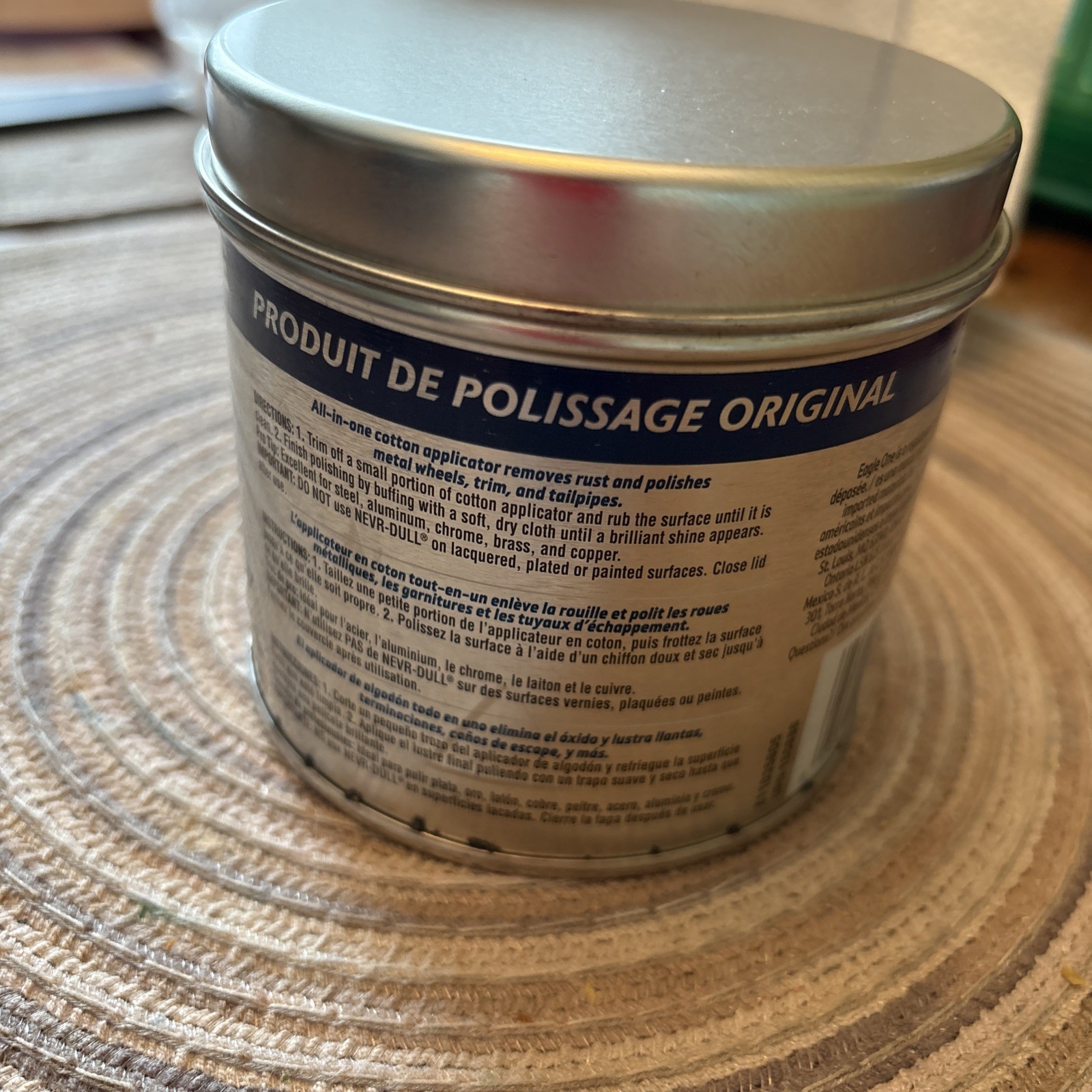 Nevr- Dull Metal Polish 5 Oz Tin All Metal Wadding Polish USA NEW