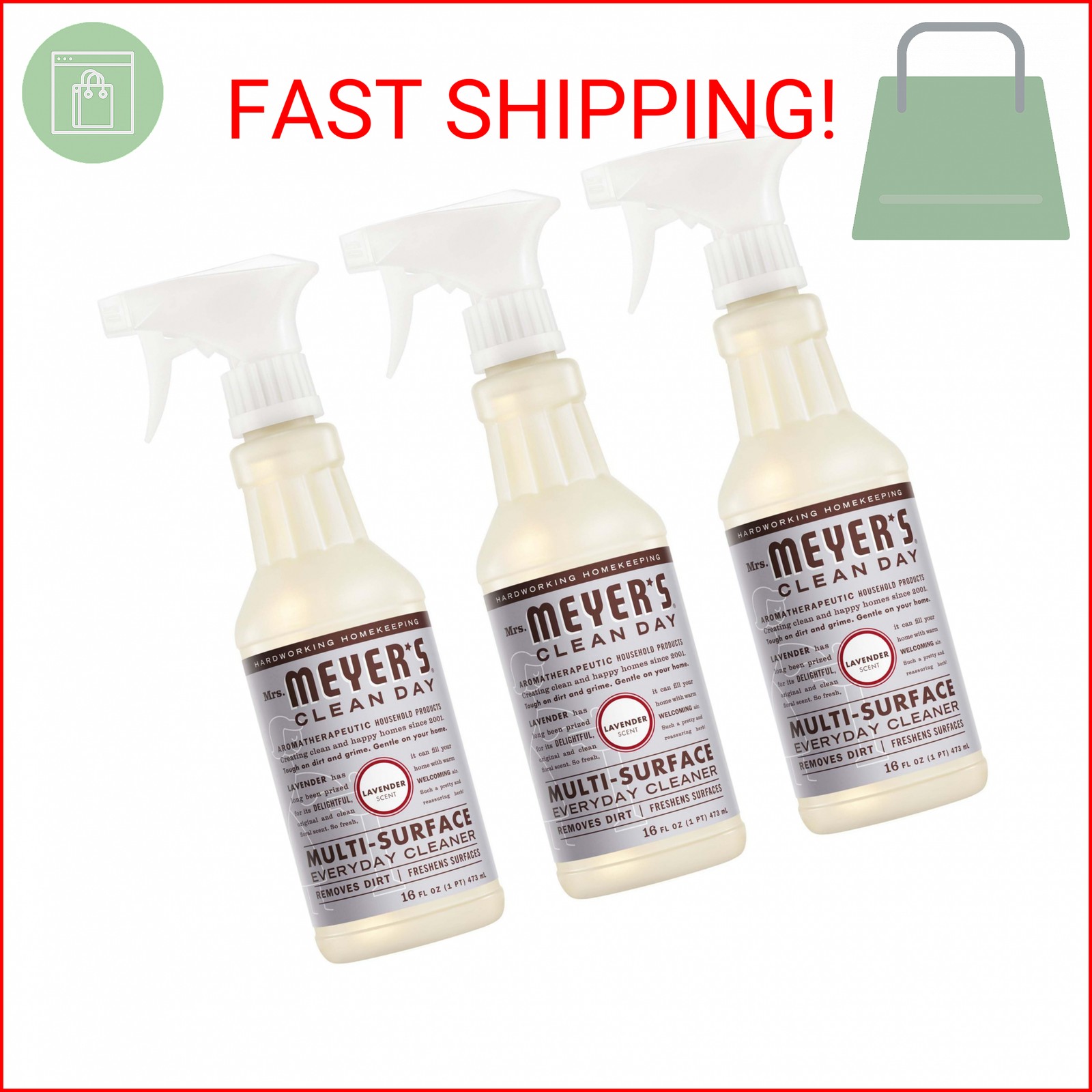 MRS. MEYER’S CLEAN DAY Multi-Surface Everyday Cleaner, Lavender Scent, 16 Fl Oz