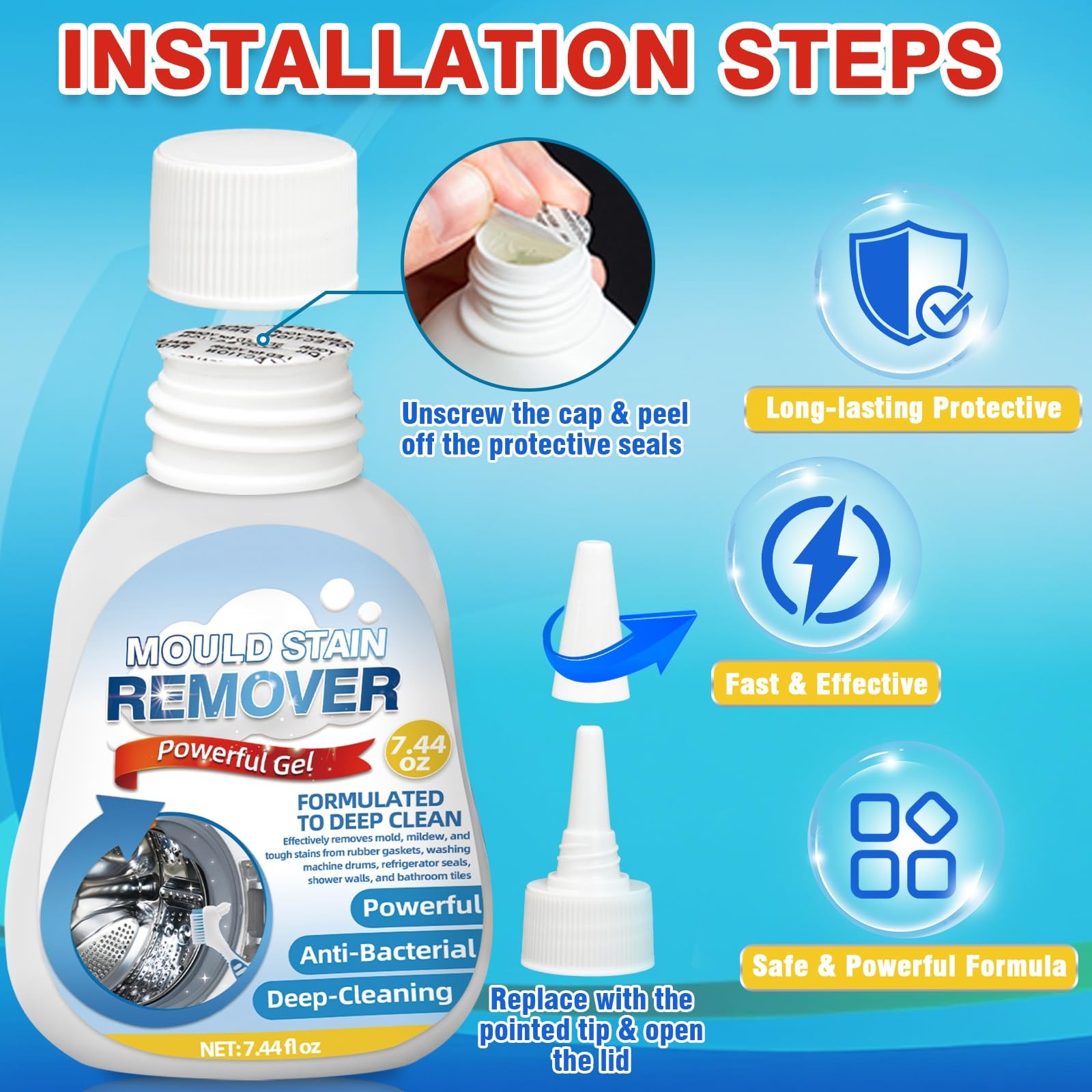 Mold 8 Fl Oz – Deep Cleaning for Washing Machine Gasket, Bathroom Mold, Tile …