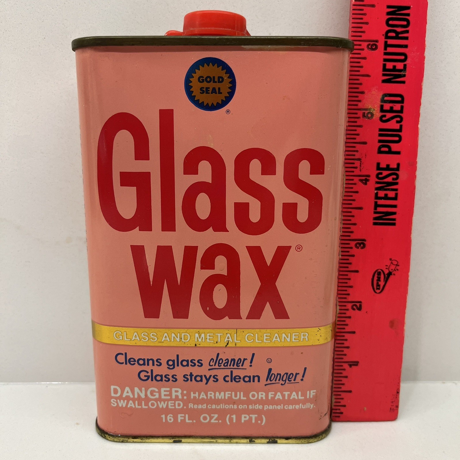 Vintage Can Gold Seal Co. GLASS WAX Glass Chrome Metal Cleaner Polisher 16 fl oz