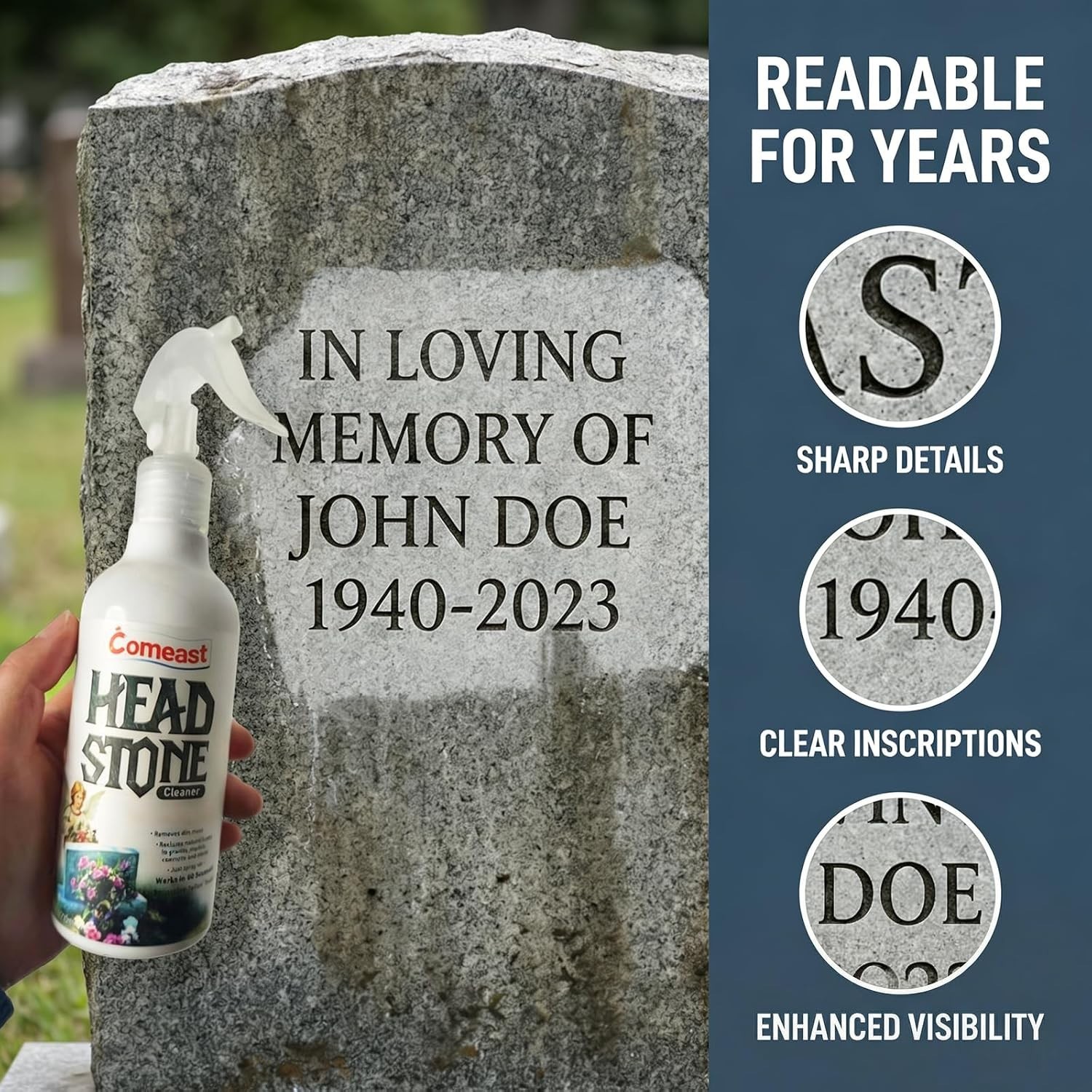 Headstone Cleaner for Graves Compatibility with Cemetery Memorials 8.45 Fl Oz