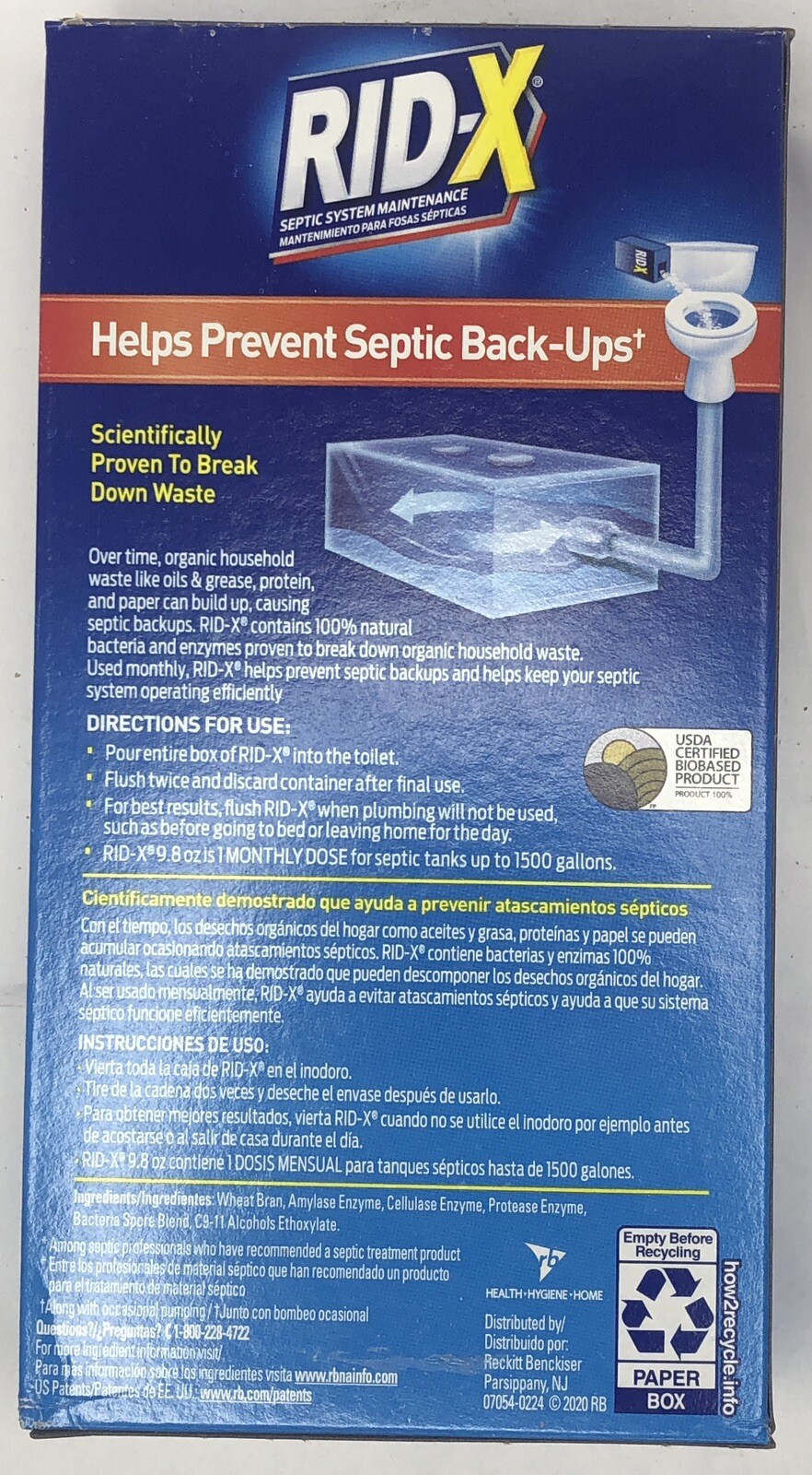 Rid X Septic Tank Powder 9.8 oz Reckitt Benckiser Septic Tank Cleaner 1920080306