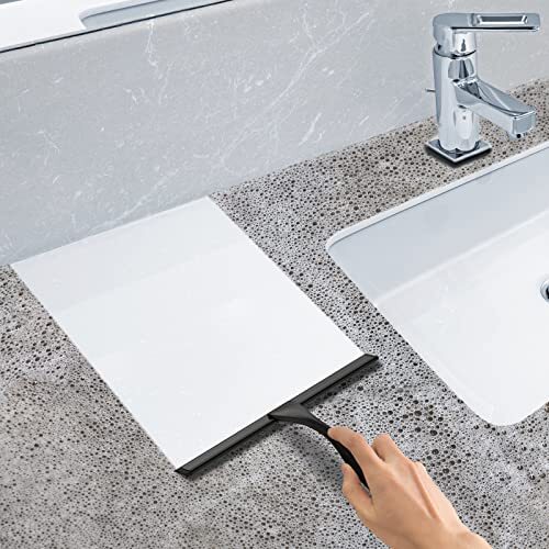 Stainless Steel Shower Squeegee for Glass Doors, with 2 Hooks, 10 Inch Silver