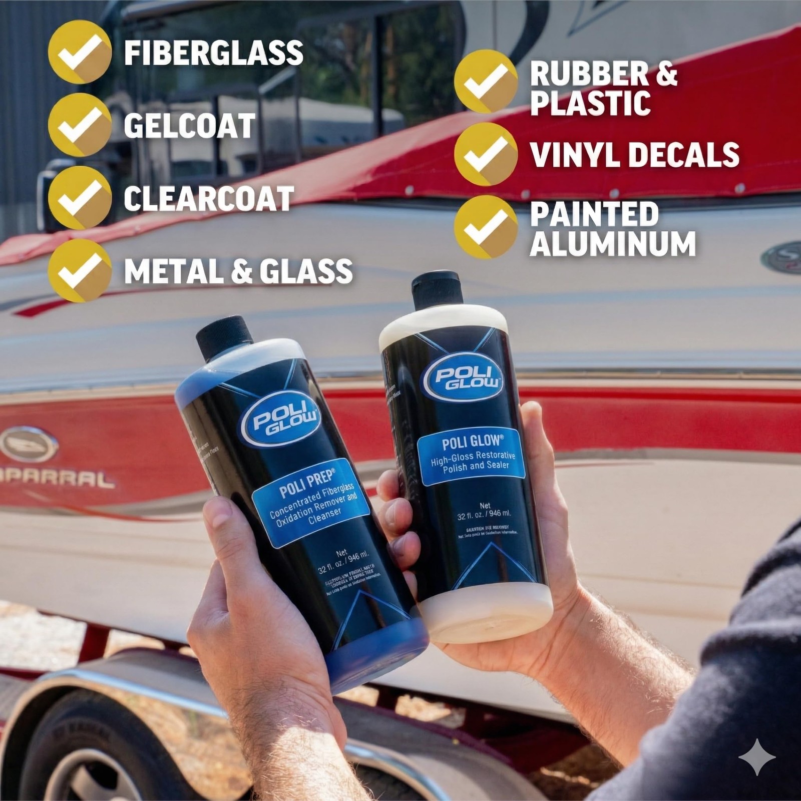 Poli Glow Basic Kit — Complete Fiberglass Restorer for Boats and RVs and More.