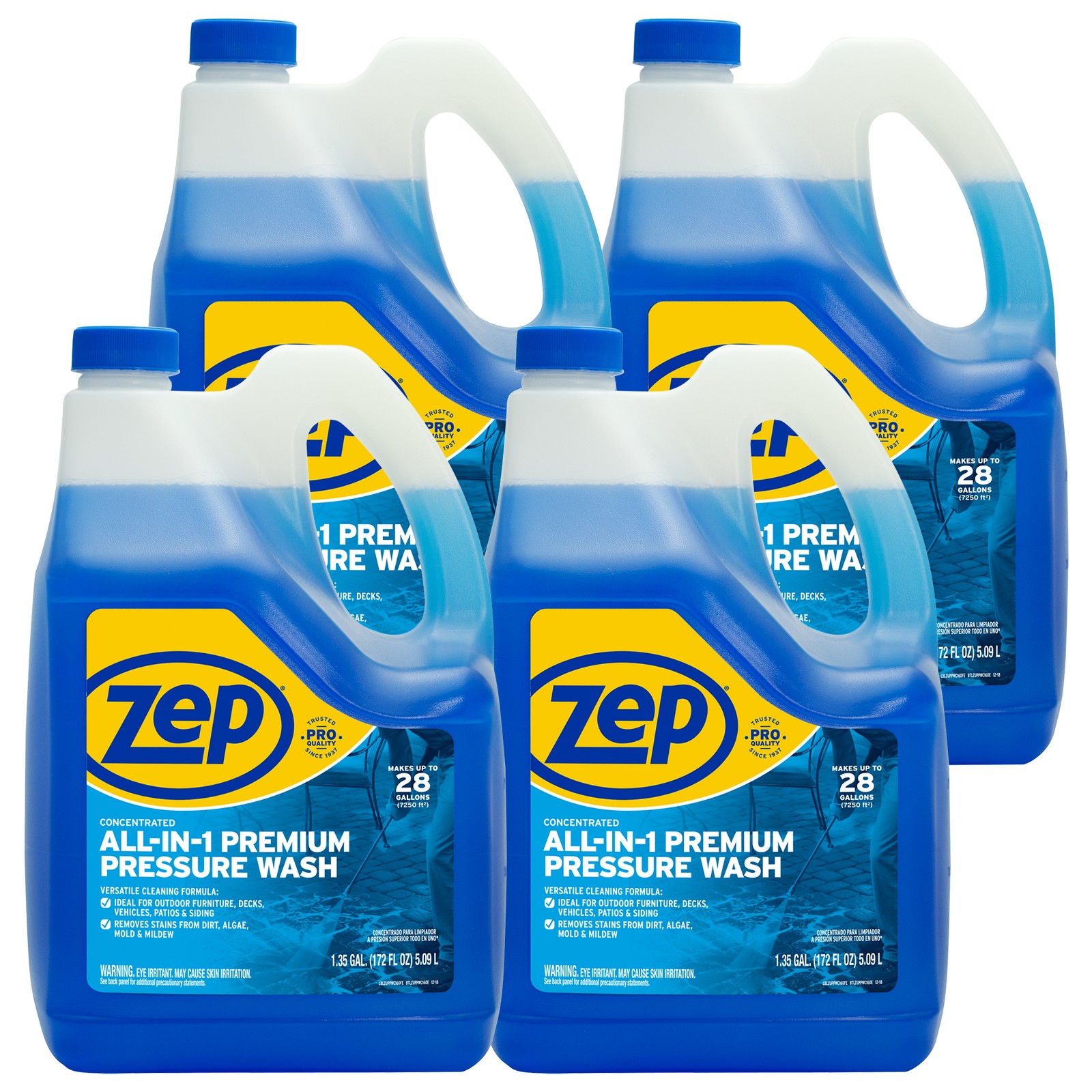 Zep All-In-1 Pressure Wash Cleaner (Case of 4) Concentrated Formula Makes 28