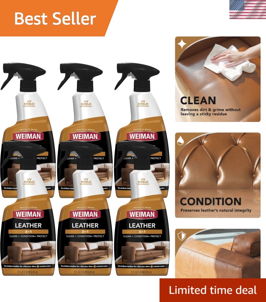 6 Pack Leather Cleaner & Conditioner – 22 FL Oz – Perfect for Furniture & Cars