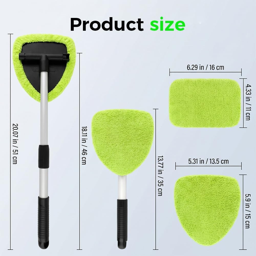 Car Windshield Cleaning Tool, Microfiber Wand Window Cleaner Kit for Auto Glass