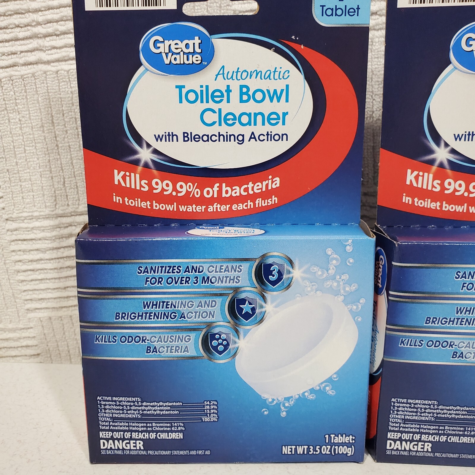 Great Value Automatic Toilet Bowl Cleaner Tablet Kills 99.9% Germs 2 Tablets