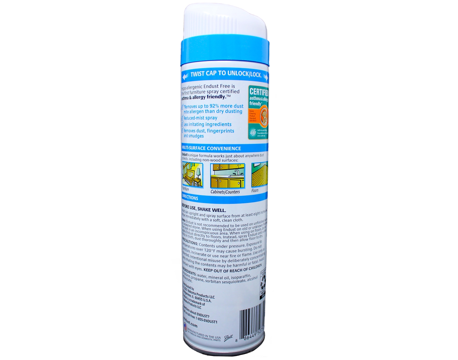 Endust Fragrance Free Hypo-Allergenic Dusting and Cleaning Spray 10 Fl Oz 4 Pack