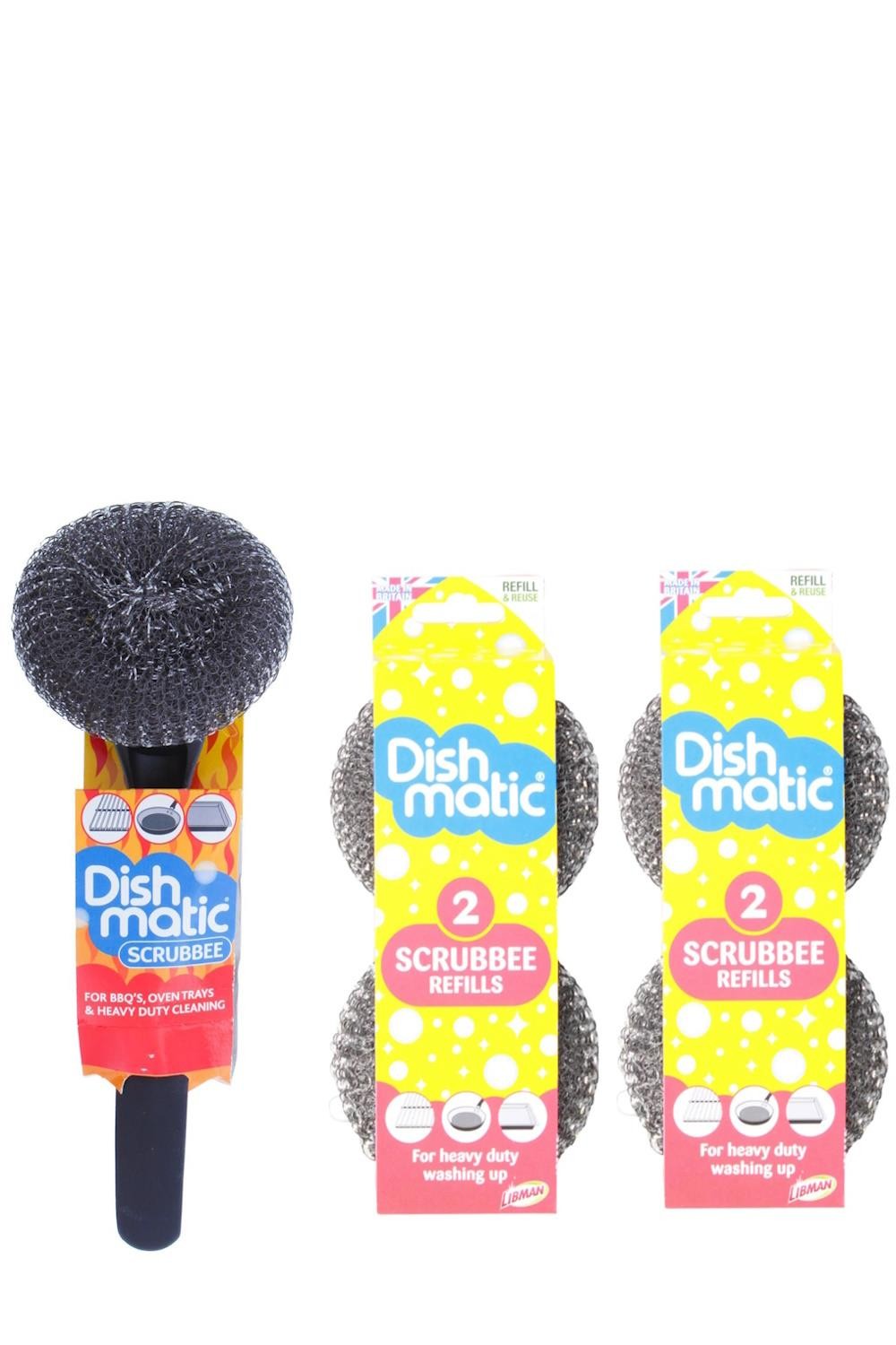 Dishmatic Scrubbee and 2 Scrubbee Refill Packs