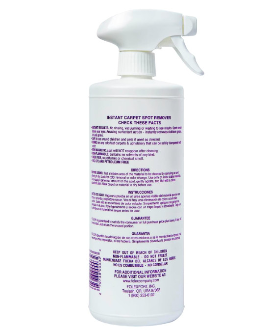 FOLEX Instant Carpet Spot Remover 32oz – Stain Cleaner for Carpet & Upholstery