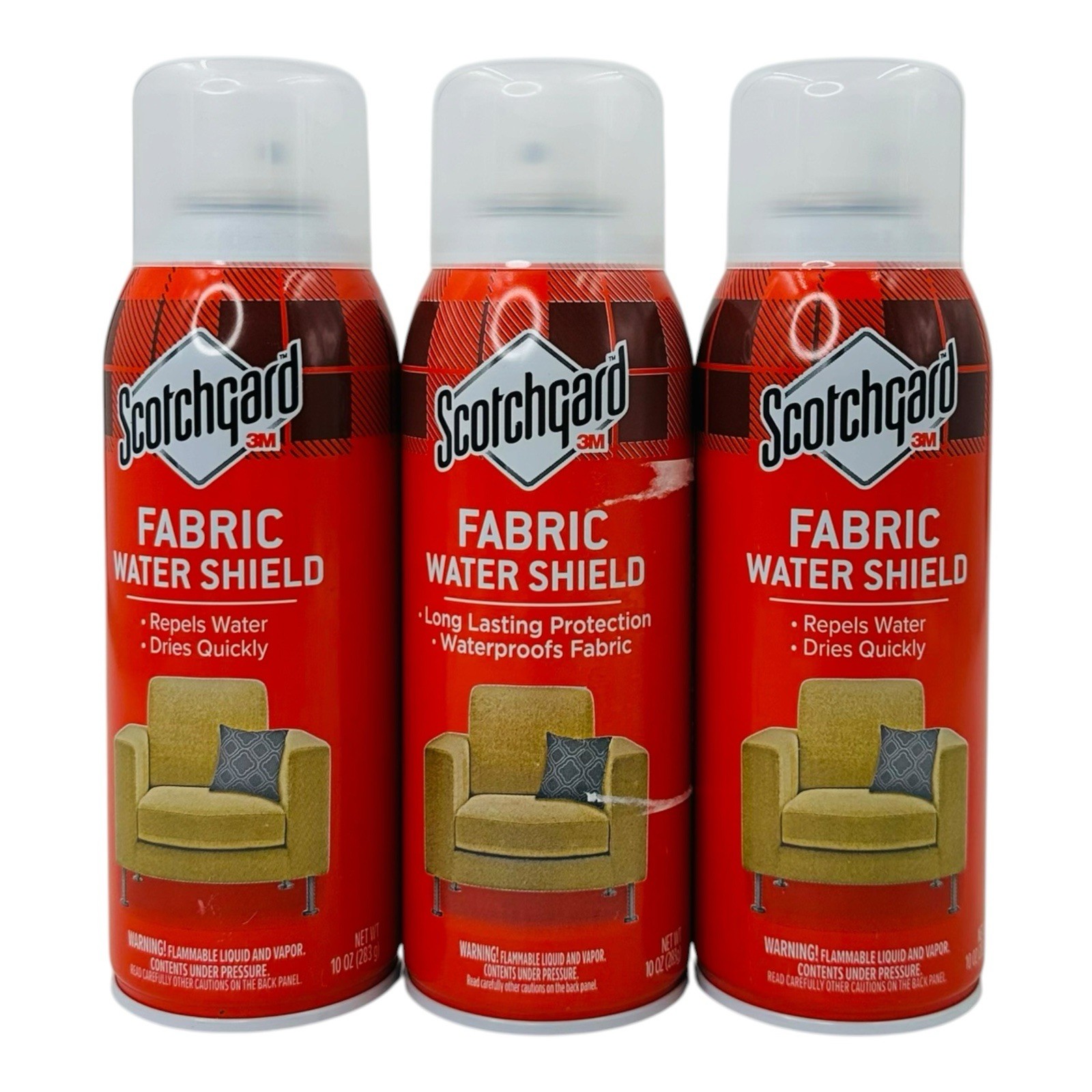 3 Cans 3M Scotchgard Fabric Water Shield 10oz Aerosol Can