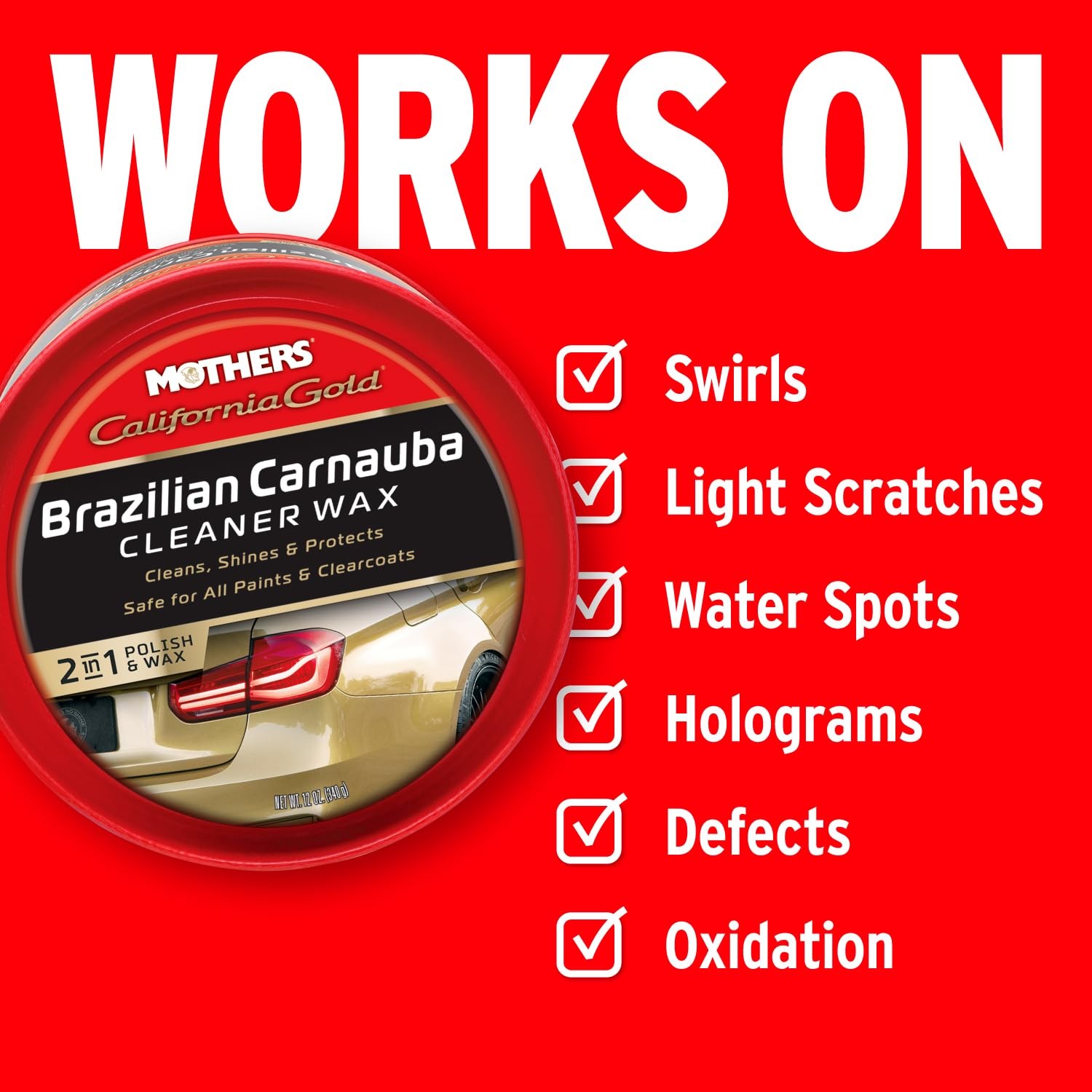 Carnauba Cleaner Wax, 12 oz Brazilian Carnauba Polish Wax Cleaner Car Wax
