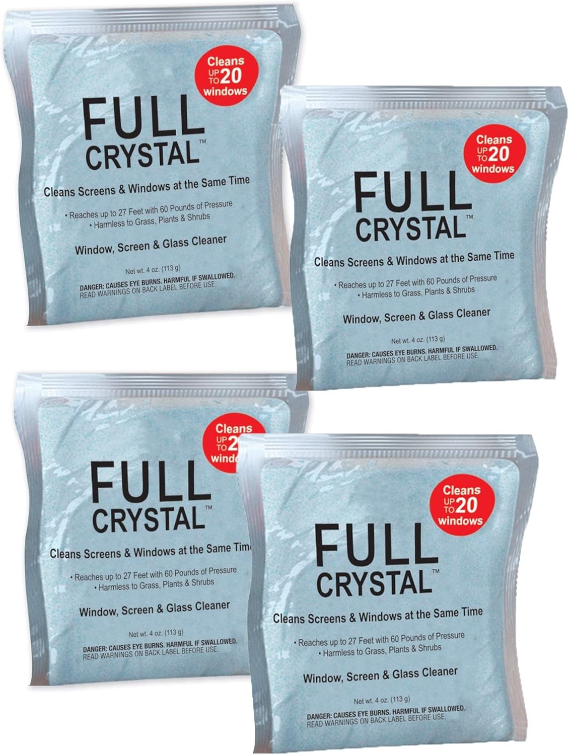 Refill Kit Two 4 oz Crystal Powder Exterior Window Cleaner Packets, Each 4 oz