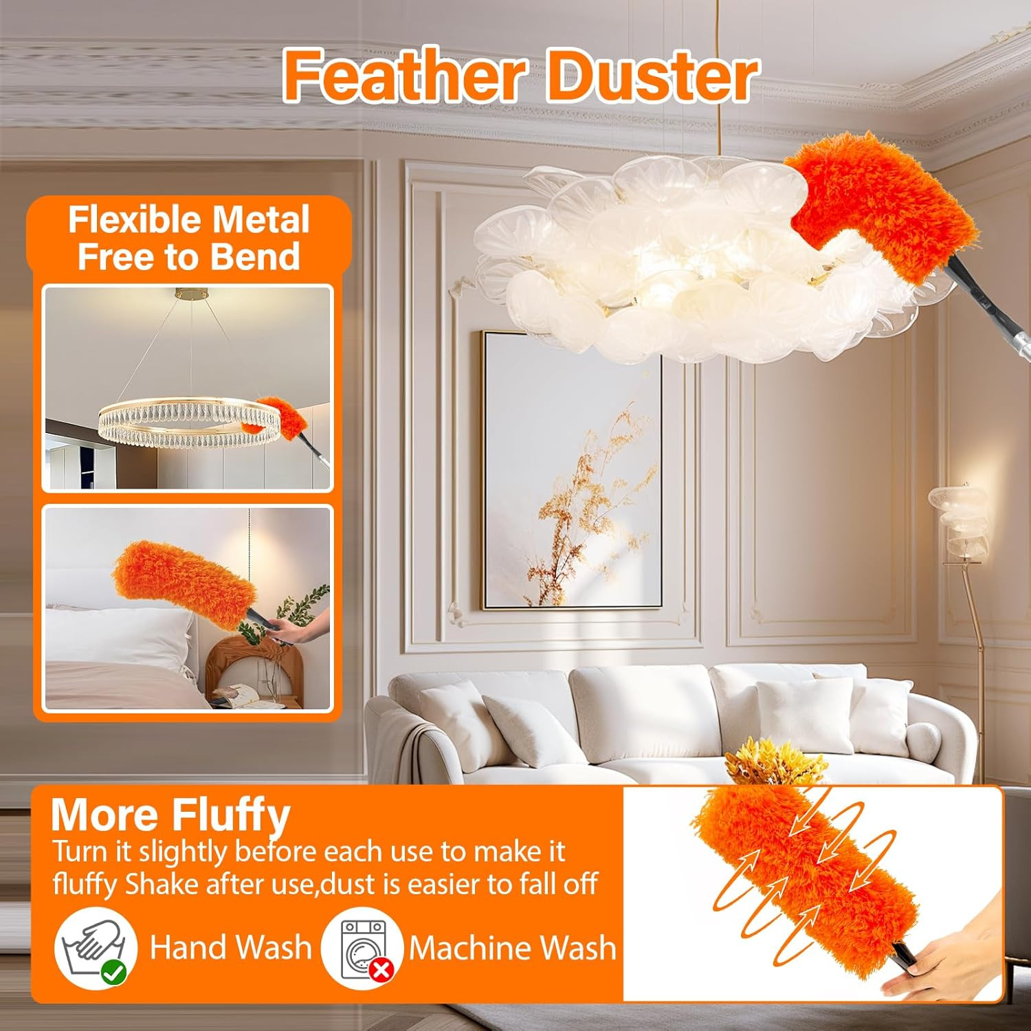 26FT High Reach Duster Cleaning Kit with 5-20 FT Extension Pole,High Ceiling Dus