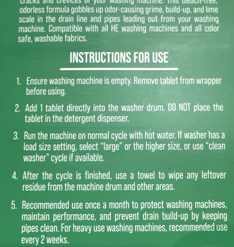 Green Gobbler Washing Machine Cleaner and Pipe Clean Eco Safe NO Bleach 28 count