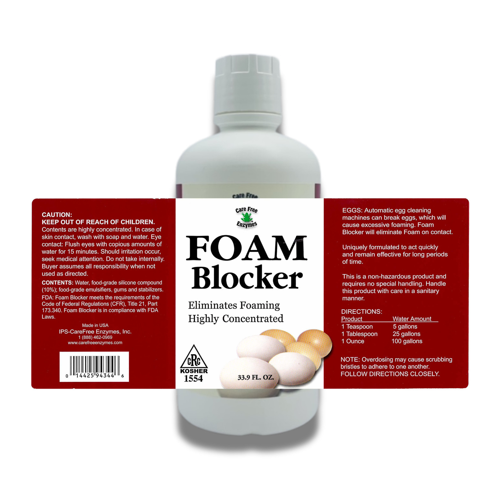 Egg Wash Defoamer & Foam Blocker | For Commercial Egg Washing Systems | 1 Gallon