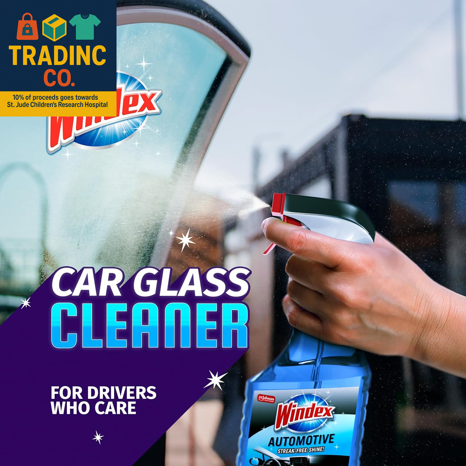 Automotive Car Window and Glass Cleaner, Streak-Free Shine for Car Glass Exterio
