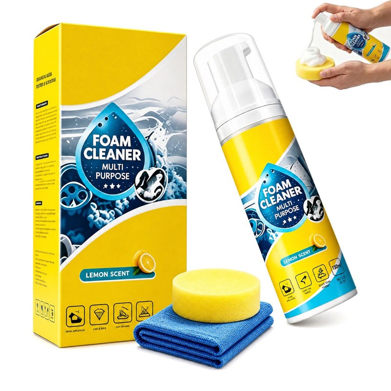 4-in-1 Multi-Enzyme Foam Cleaner, All-Purpose Spray 150ml with Sponge & Towel