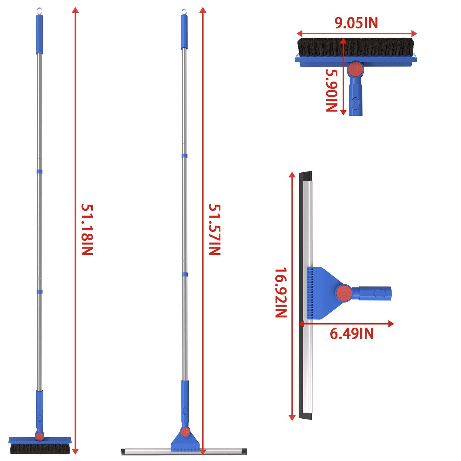 Floor Scrubber Grout Brush with 16.92IN Large Floor Squeegee, V-Shaped Scrub …