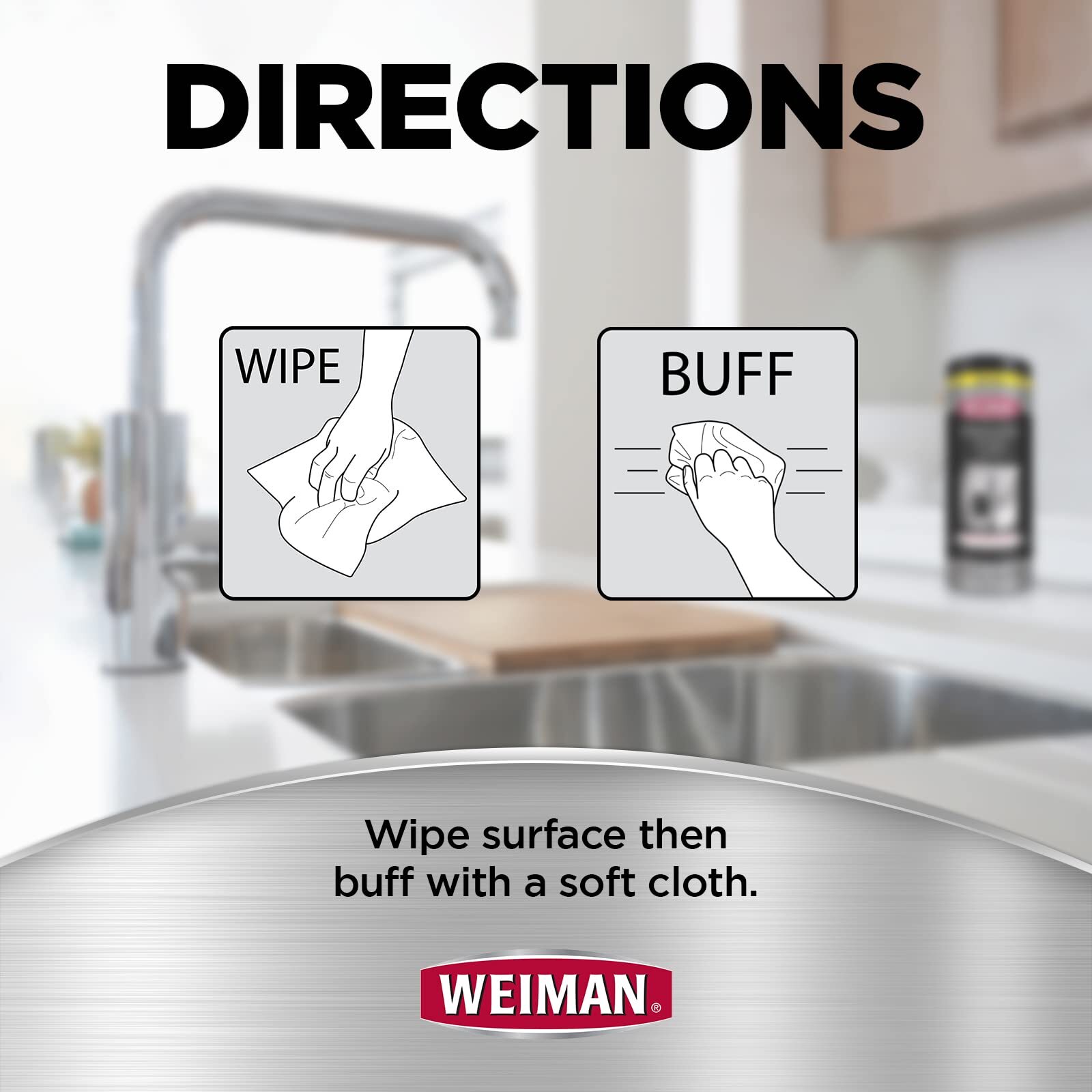 Weiman Stainless Steel Cleaner 3 Piece Set Wipes Microfiber Cloth Spray