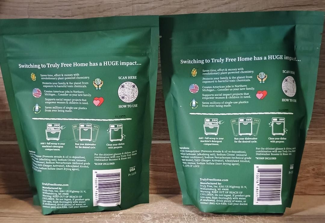 2 Count TrulyFree Eco-Friendly DISHWASHER SOAP – 12.5 oz / 25 loads – Truly Free