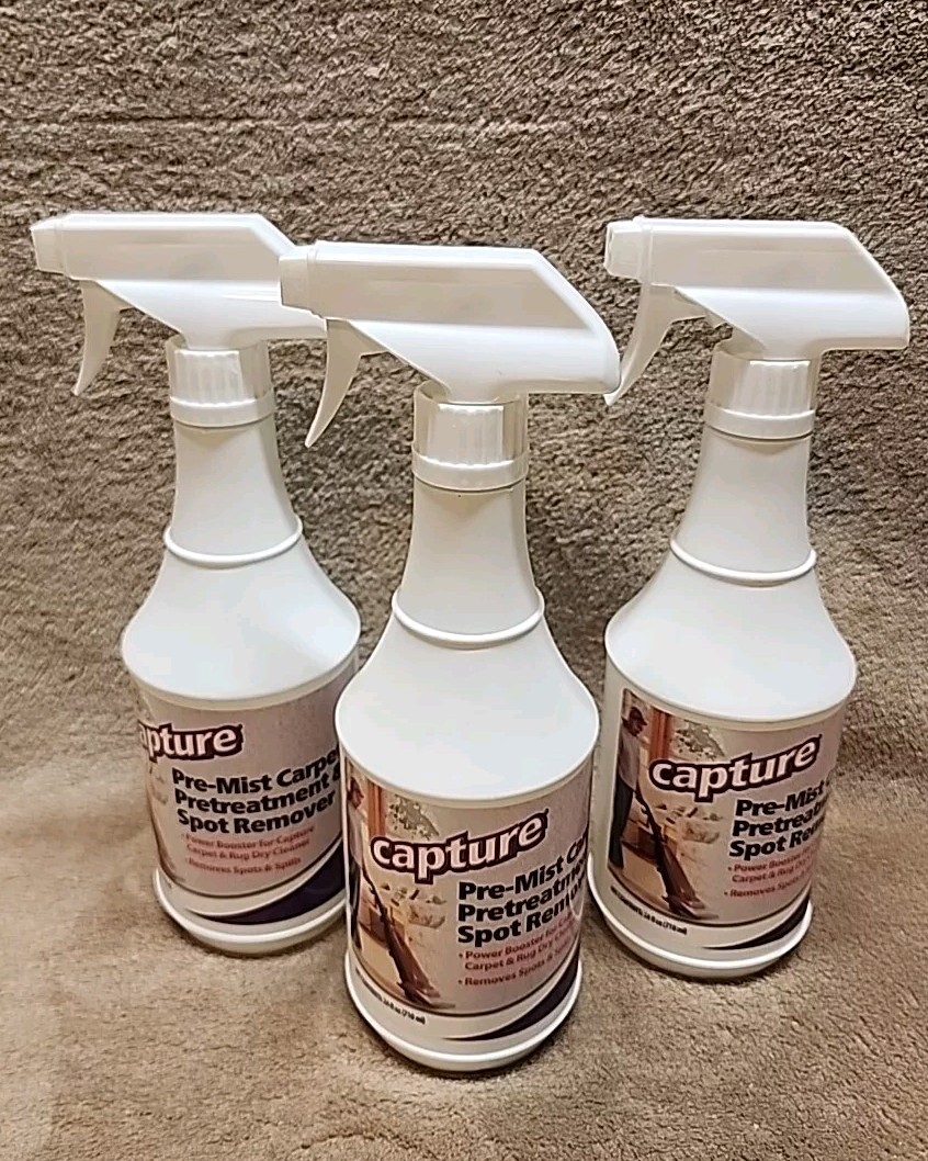 Lot of 3: Capture Pre-Mist Carpet Pretreatment &Spot Remover. 24 oz. Each Bottle