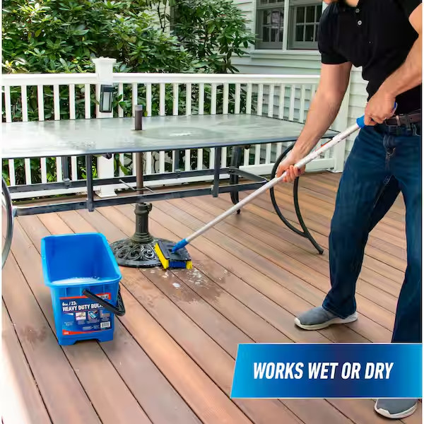 Lock-On Deck Brush for Wood & Composite Decking Swivel Head Heavy Duty