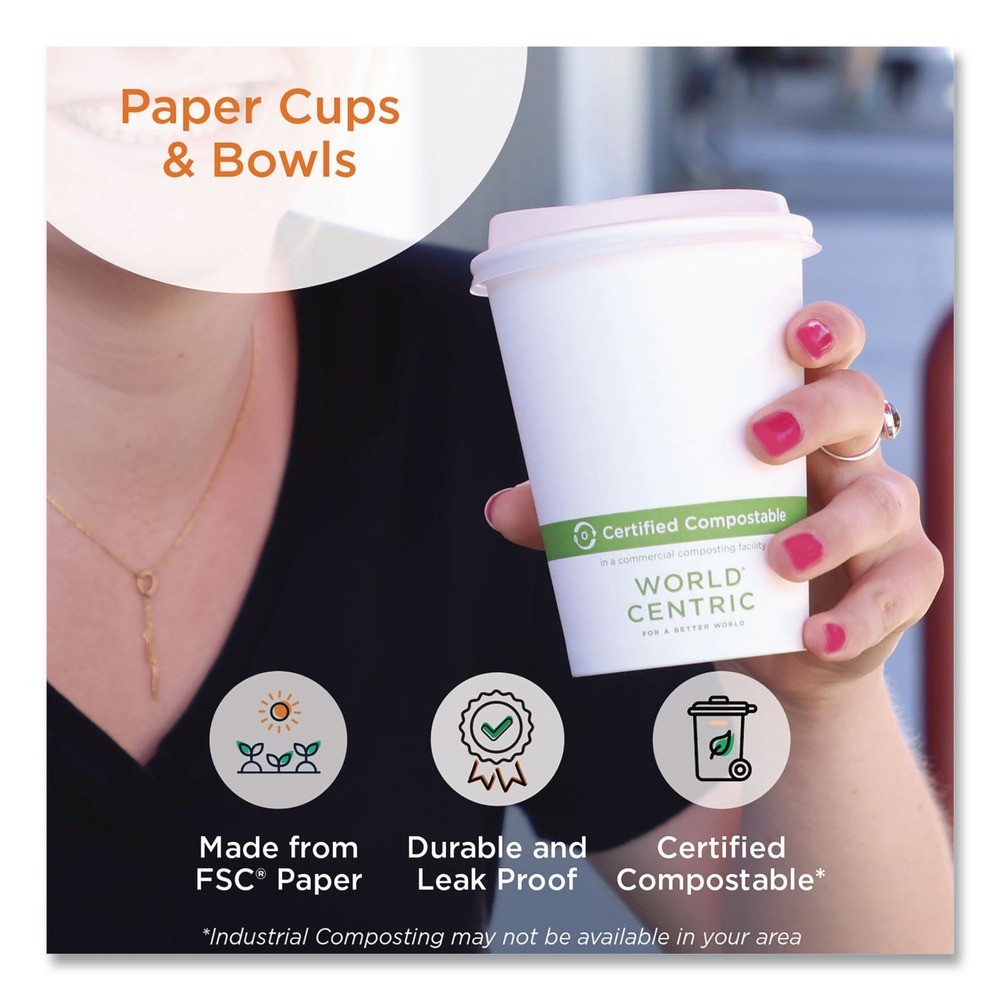 World Centric BOPA8 3.5″ dia x 2.3″h Paper Bowls – White (1000/Carton) New