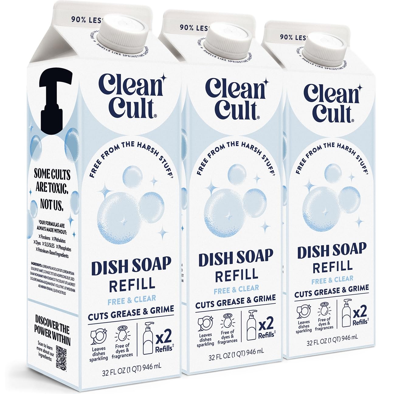 Cleancult Dish Soap Liquid Refills Plant Based Cleaning Power Cuts Grease &…