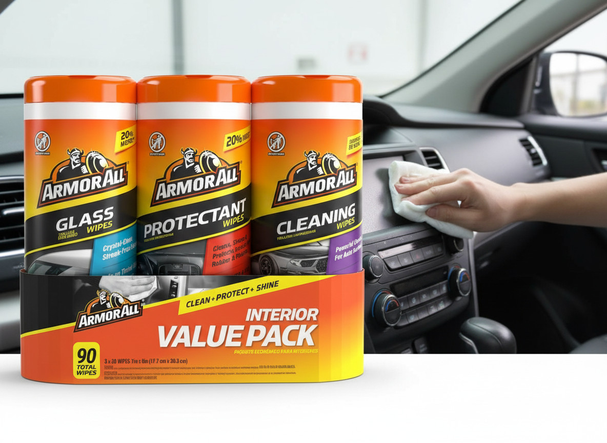 Armor All Car Cleaning Wipe Kit 90ct Protectant Glass Interior Dashboard Cleaner
