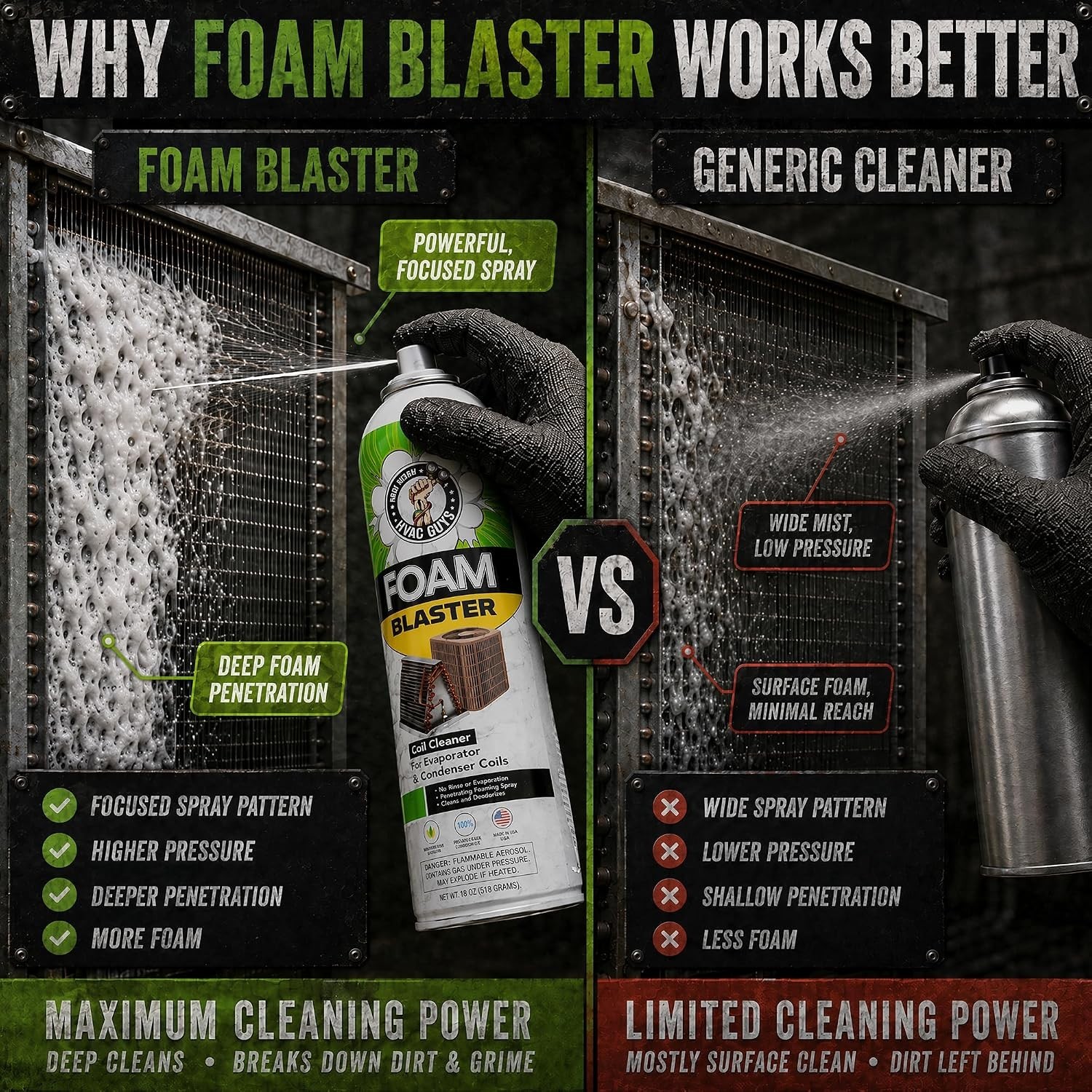 HVAC Coil Cleaner Foam Spray 3 Pack 18oz Deep Penetrating Evaporator and Cond…